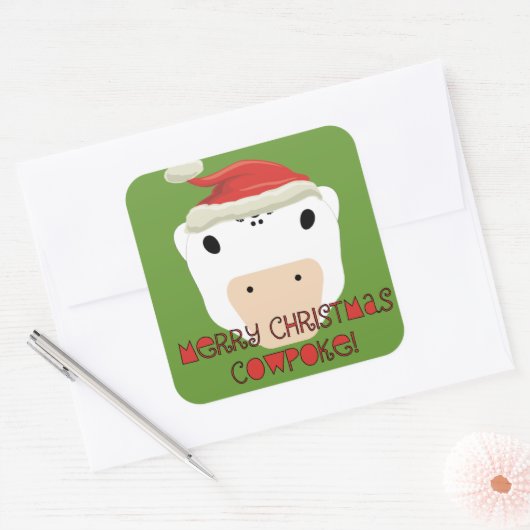 メリークリスマスカウポーク スクエアシール (封筒)