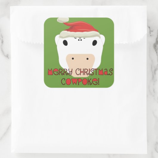 メリークリスマスカウポーク スクエアシール (バッグ)