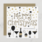 メリークリスマスカクテルスターズ紙吹雪金ゴールドブラック シーズンカード (正面/裏面)