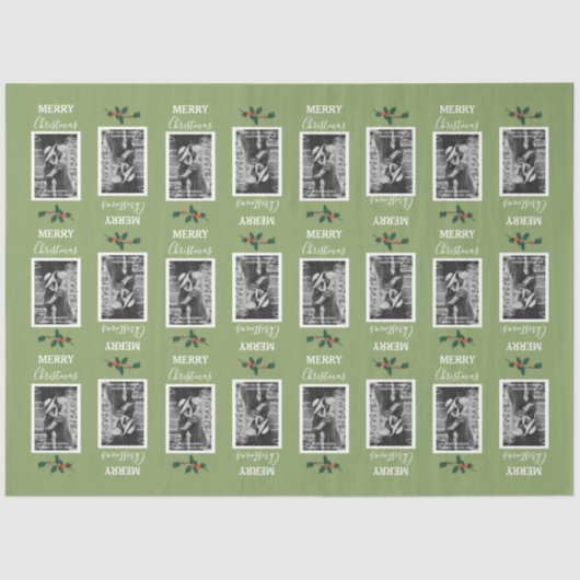 メリークリスマスカスタマイズフェスティバル写真 – 緑 薄葉紙 (正面)