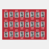 メリークリスマスカスタマイズフェスティバル写真 – 赤 ラッピングペーパーシート (正面3)