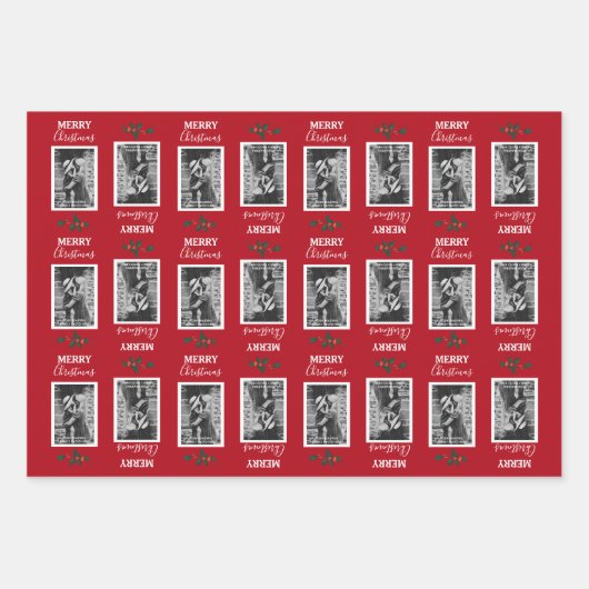 メリークリスマスカスタマイズフェスティバル写真 – 赤 ラッピングペーパーシート (正面2)