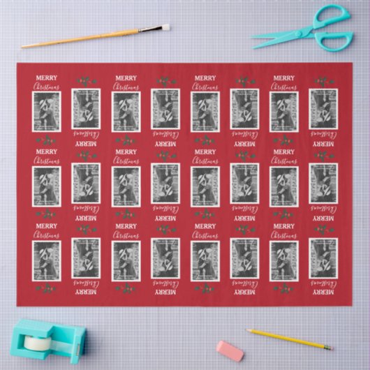 メリークリスマスカスタマイズフェスティバル写真 – 赤 薄葉紙 (クラフト)