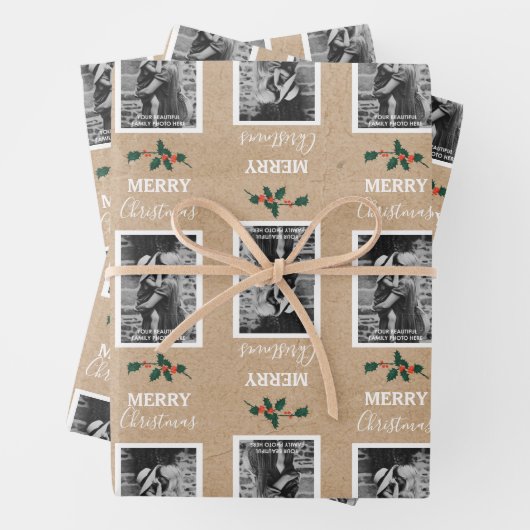 メリークリスマスカスタマイズフェスティバル写真 – Kraft ラッピングペーパーシート (インサイチュ)