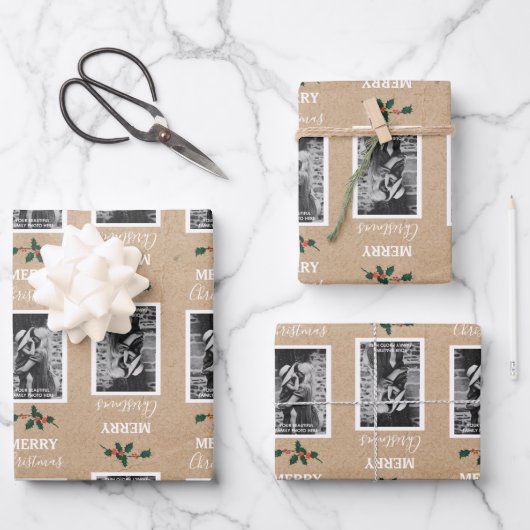 メリークリスマスカスタマイズフェスティバル写真 – Kraft ラッピングペーパーシート (正面)