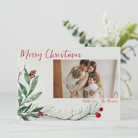 メリークリスマスカスタマイズ可能な緑のクリスマス 招待状 (スタンド正面)