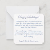 メリークリスマスカスタマー感謝クーポンコード ノートカード (裏面)