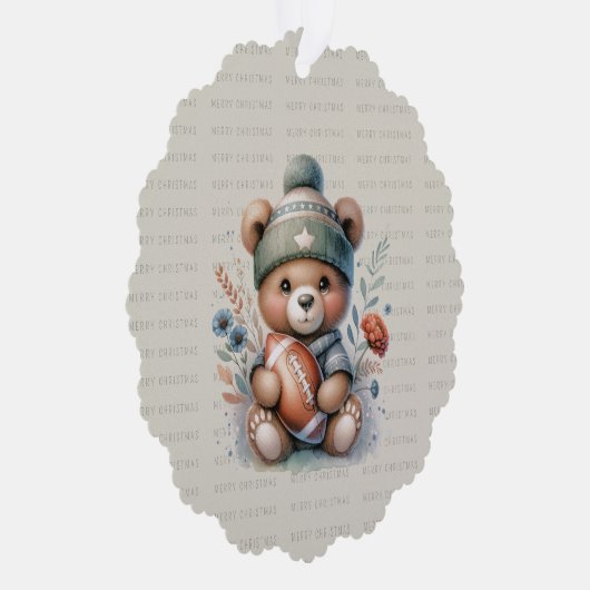 メリークリスマスカスタムのクマと写真 オーナメントカード (右)