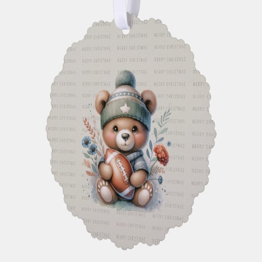 メリークリスマスカスタムのクマと写真 オーナメントカード (左)