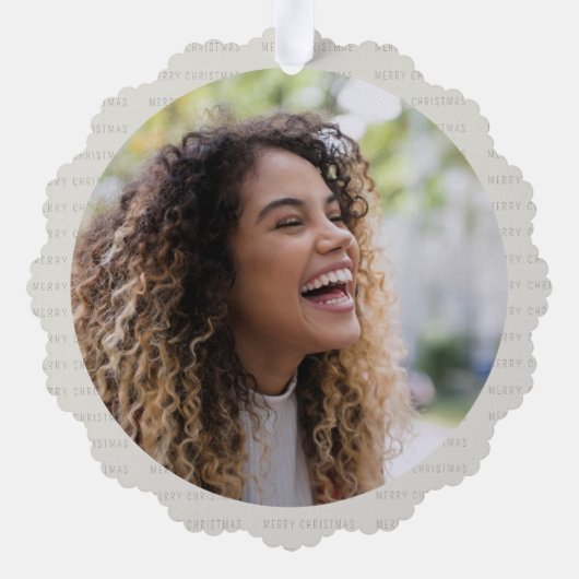 メリークリスマスカスタムのクマと写真 オーナメントカード (裏面)