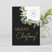 メリークリスマスカスタムのビジネスロゴモダンリース シーズンカード (スタンド正面)