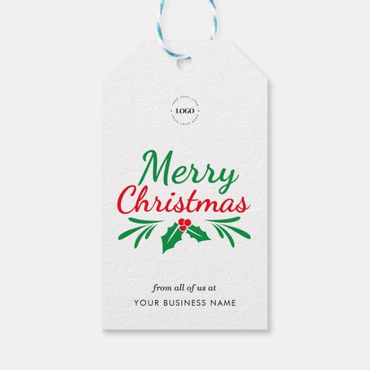 メリークリスマスカスタムのビジネス会社ロゴ ギフトタグ (裏面)