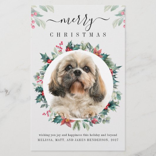 メリークリスマスカスタムのペットの所有者の写真カード 便箋 (正面)