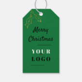 メリークリスマスカスタムのロゴ会社グリーン ギフトタグ (正面)