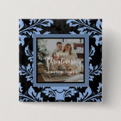 メリークリスマスカスタムの写真青 缶バッジ (正面)