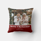 メリークリスマスカスタムの友だちフォトシンプルレッド クッション (裏面)