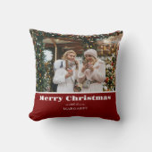 メリークリスマスカスタムの友だちフォトシンプルレッド クッション (正面)