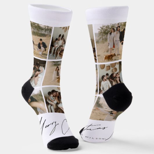 メリークリスマスカスタムの地球に優しプレミアムクルー ソックス (傾斜あり)