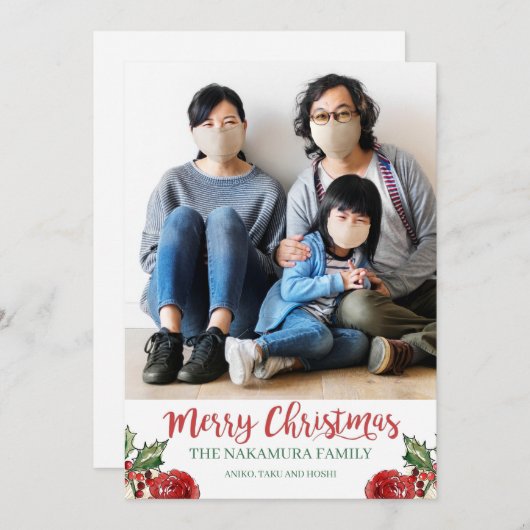 メリークリスマスカスタムの家族の写真 シーズンカード (正面/裏面)