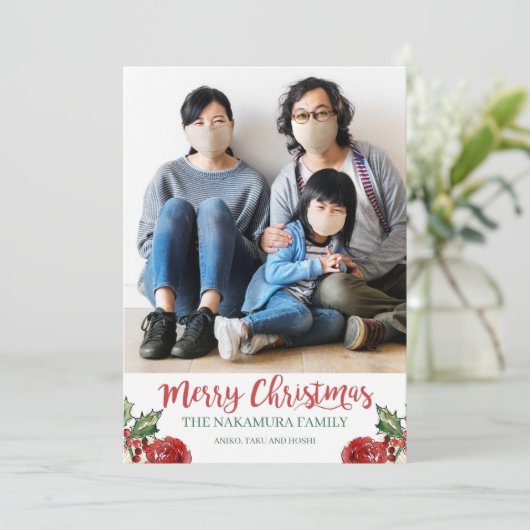 メリークリスマスカスタムの家族の写真 シーズンカード (スタンド正面)