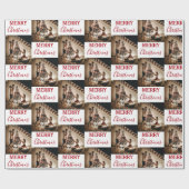 メリークリスマスカスタムの家族の写真 ラッピングペーパー (フラット)