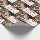 メリークリスマスカスタムの家族の写真 ラッピングペーパー (角)