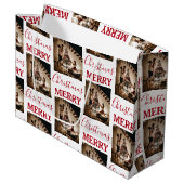 メリークリスマスカスタムの家族の写真 ラージペーパーバッグ (正面アングル)