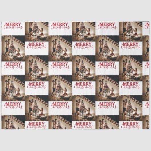 メリークリスマスカスタムの家族の写真 薄葉紙 (正面)