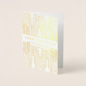 メリークリスマスカスタムの挨拶アールデコクリスマス 箔カード (正面)