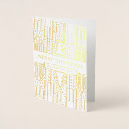 メリークリスマスカスタムの挨拶アールデコクリスマス 箔カード