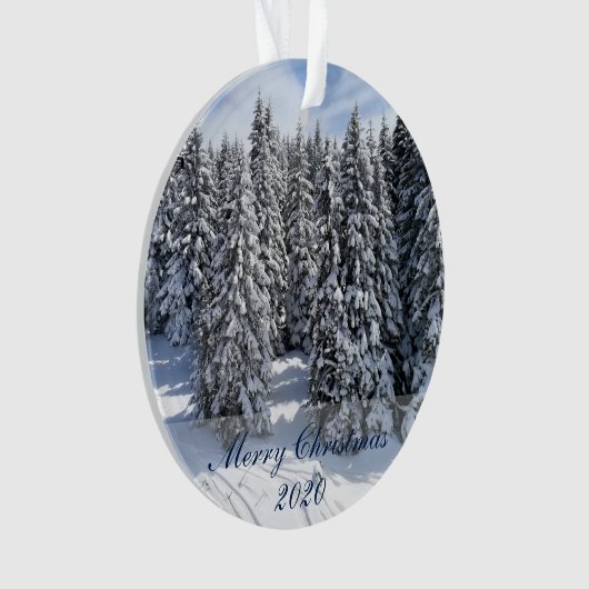メリークリスマスカスタムの文字写真 オーナメント (正面)