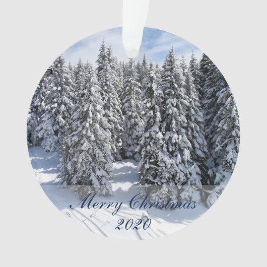 メリークリスマスカスタムの文字写真 オーナメント (正面)