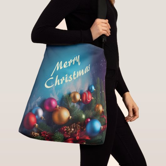 メリークリスマスカスタムの文字 クロスボディバッグ (クローズアップ)