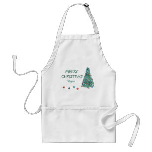 メリークリスマスカスタムの水の色クリスマスツリー スタンダードエプロン