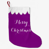 メリークリスマスカスタムクリスマスパープルクリスマスストッキング スモールクリスマスストッキング (正面)