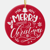 メリークリスマスカスタムクリスマス家族の名前ホリデイ セラミックオーナメント (正面)