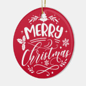 メリークリスマスカスタムクリスマス家族の名前ホリデイ セラミックオーナメント (左)