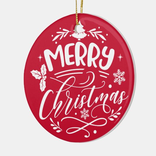 メリークリスマスカスタムクリスマス家族の名前ホリデイ セラミックオーナメント (左)