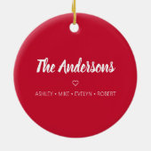 メリークリスマスカスタムクリスマス家族の名前ホリデイ セラミックオーナメント (裏面)
