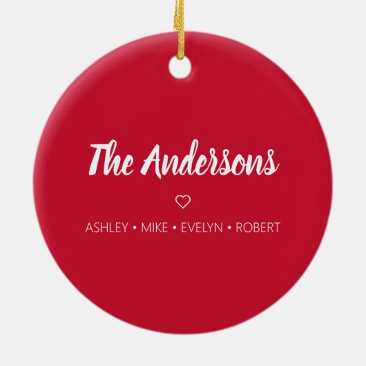 メリークリスマスカスタムクリスマス家族の名前ホリデイ セラミックオーナメント (裏面)