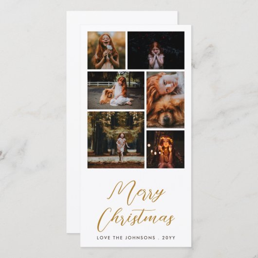 メリークリスマスカスタムグリーティングホリデーコラージュ シーズンカード (正面/裏面)