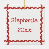 メリークリスマスカスタムサンタ&ペットかわいい動物 セラミックオーナメント (裏面)