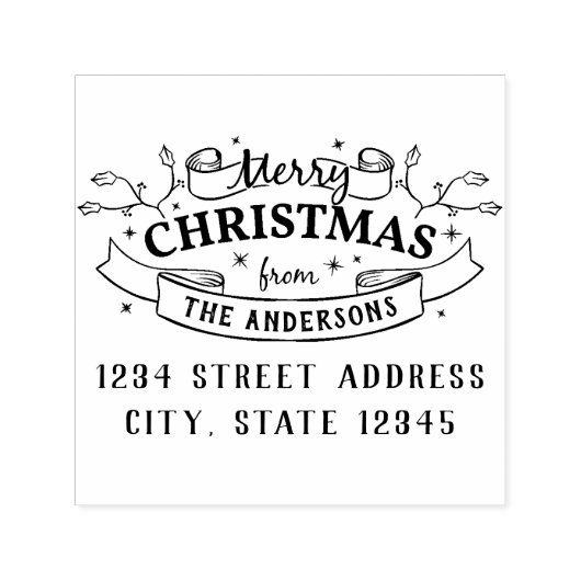 メリークリスマスカスタムファミリー名差出人住所 セルフインキングスタンプ (デザイン)