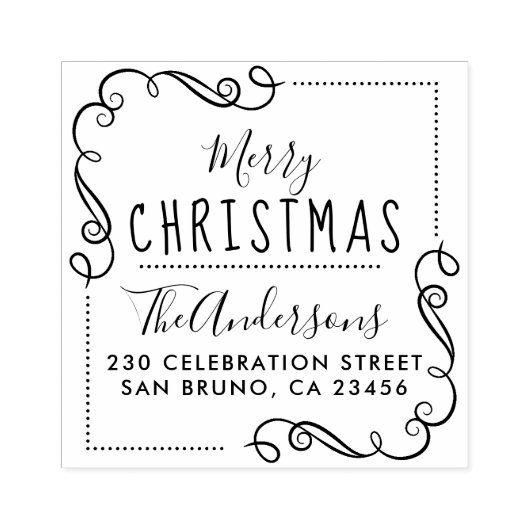 メリークリスマスカスタムファミリー名差出人住所 ラバースタンプ (インプリント)