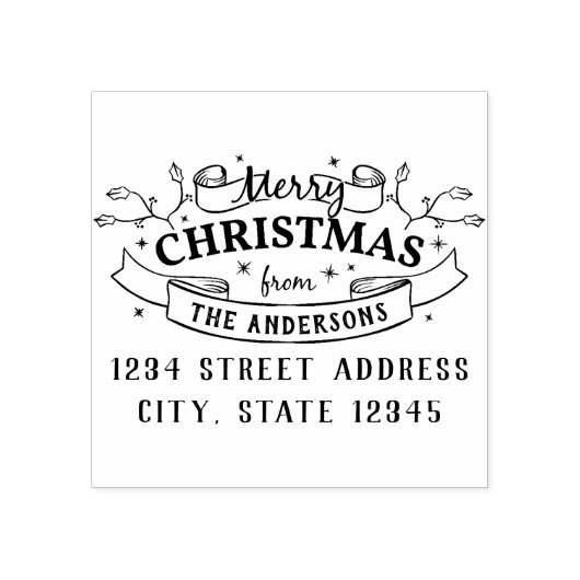メリークリスマスカスタムファミリー名差出人住所 ラバースタンプ (インプリント)