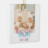 メリークリスマスカスタムフォトツインズ セラミックオーナメント (右)