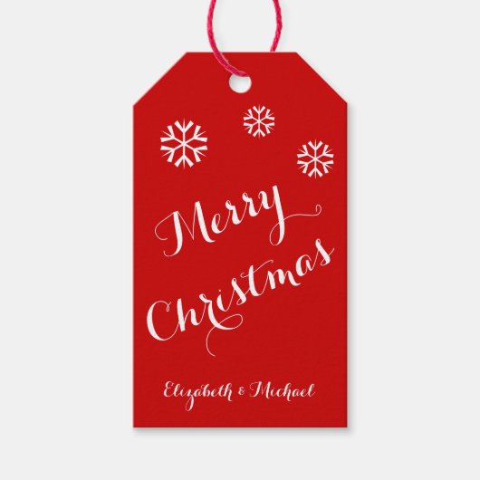 メリークリスマスカスタムホリデーレッドグリーンギフトラベル ギフトタグ (正面)