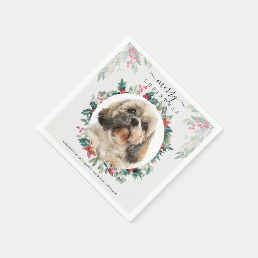 メリークリスマスカスタムポートレートペット紙 スタンダードカクテルナプキン (角)