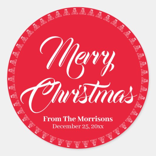 メリークリスマスカスタムレッドのスクリプト名の好意 ラウンドシール (正面)