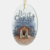 メリークリスマスカスタム出生写真/年 セラミックオーナメント (左)